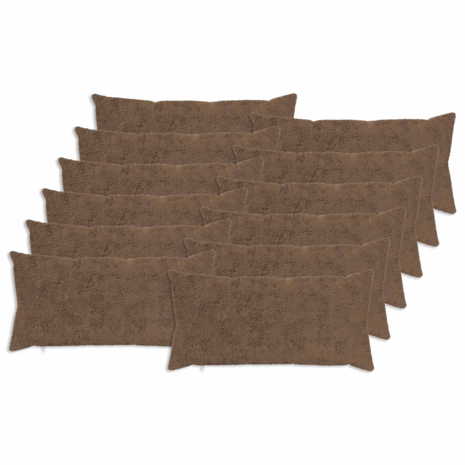 12x Poszewka Dekoracyjna na Poduszkę 40x80 cm Jasnobrązowa