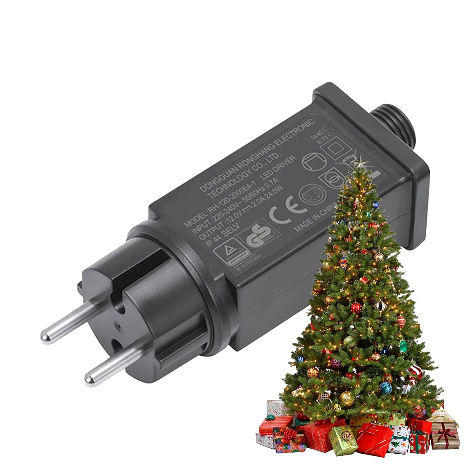 Zestaw 1 transformatora IP44 12 V, adaptera sterownika do lampek choinkowych, transformatora LED IP44 odpornego na śnieg do niskonapięciowych adapte