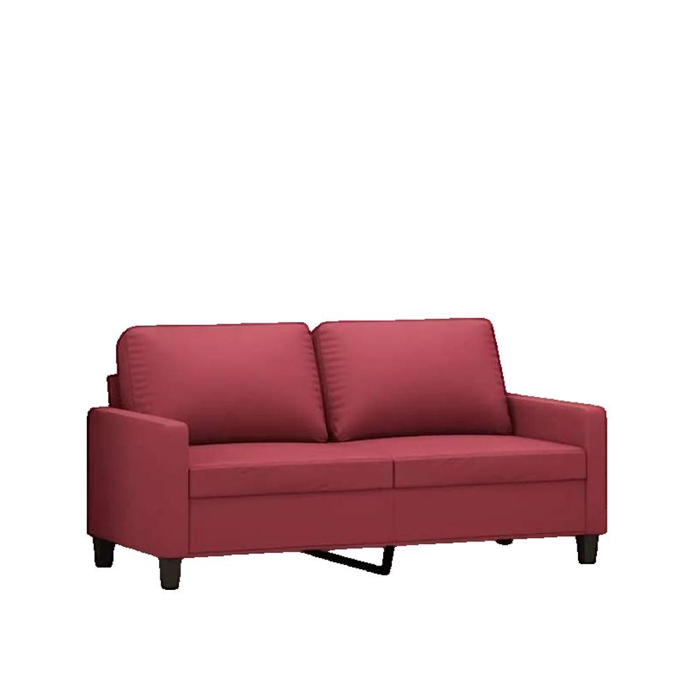 Sofa 2-osobowy vidaXL Czerwony bordowy skóra syntetyczna metalowa rama