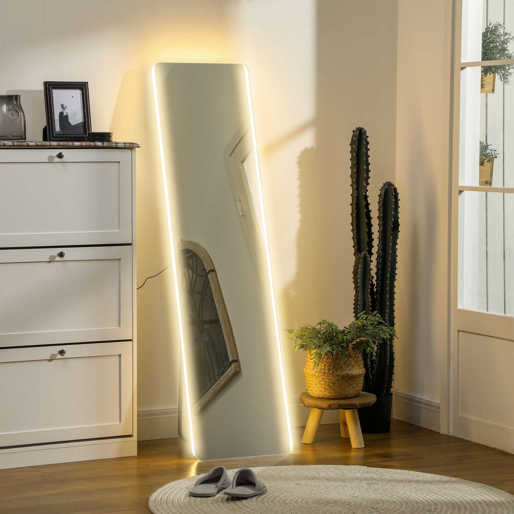 Lustro LED pełnowymiarowe, sterowanie dotykowe, regulowana intensywność, bezramkowe, 40 x 150 cm