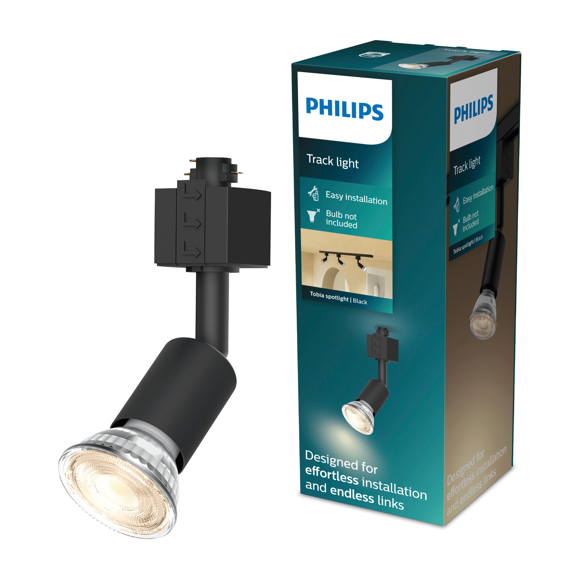 Reflektor Szynowy Lampa na Szynę Oświetleniową Szynoprzewód LED GU10 Czarna EasyLink Tobia Philips