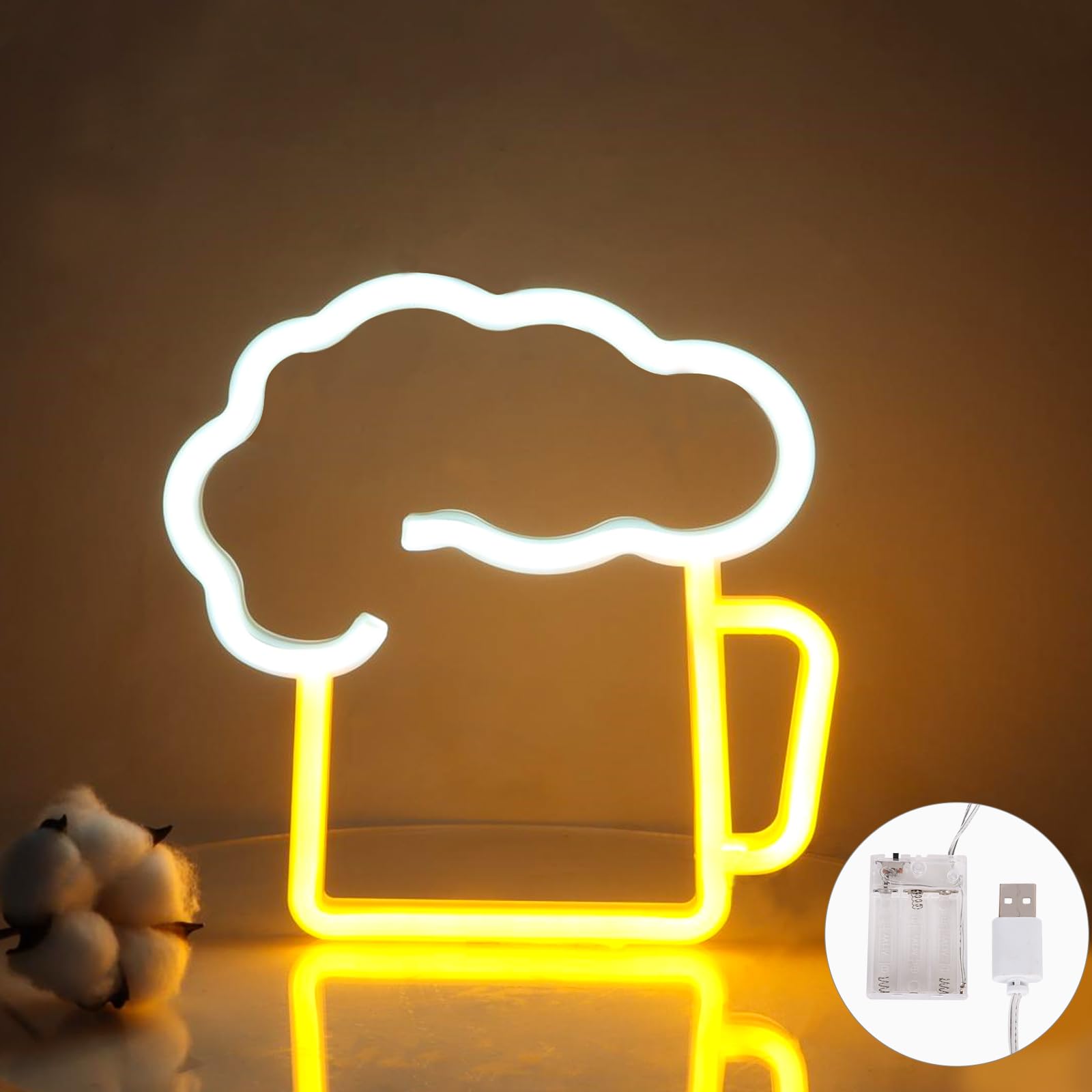 Reklama piwa LED, neonowy znak piwa LED, neonowa dekoracja ścienna 3D, neon zasilany baterią lub USB