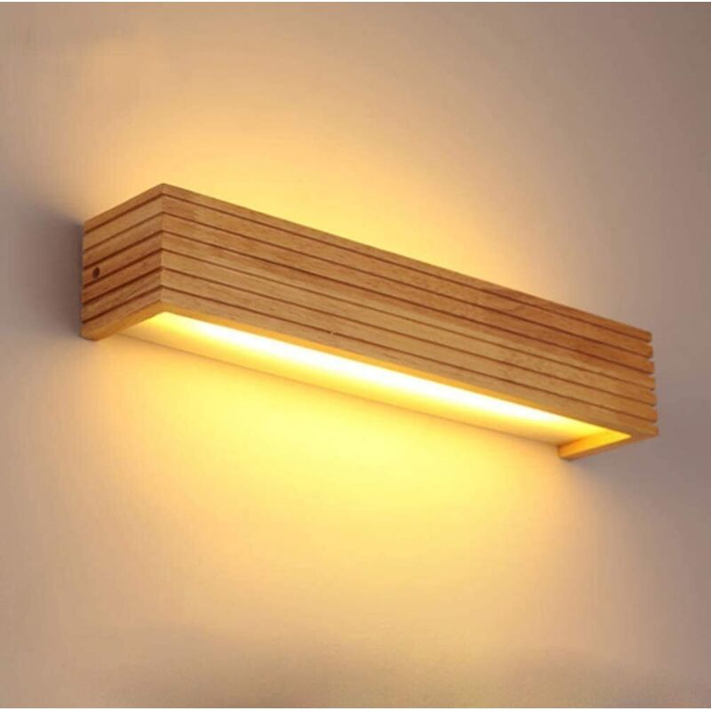 Drewniana lampa ścienna LED 55 cm – ciepłe światło, łatwa w montażu, miękkie światło