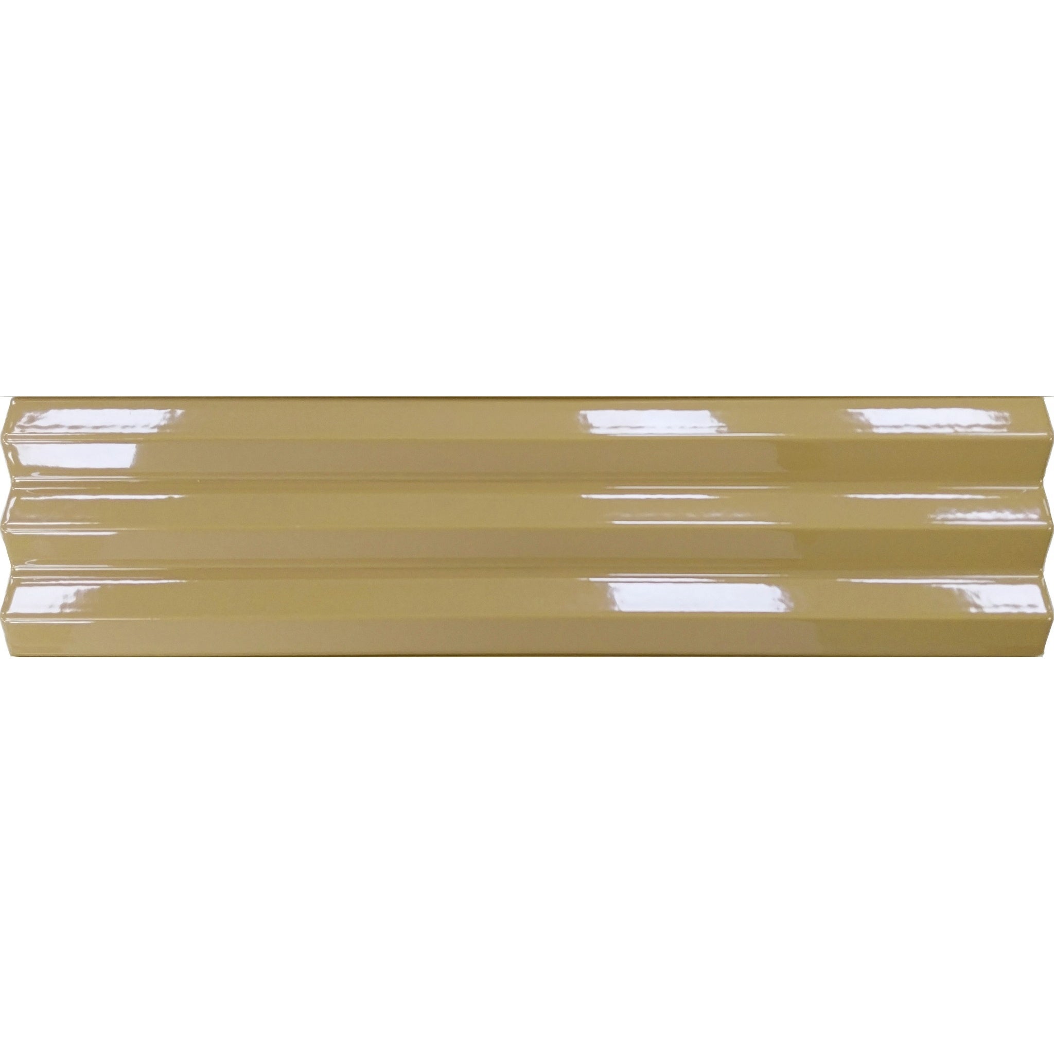 Błyszcząca płytka ścienna z reliefem, zielona, Acanto 10x40 cm V-Ribbed Khaki