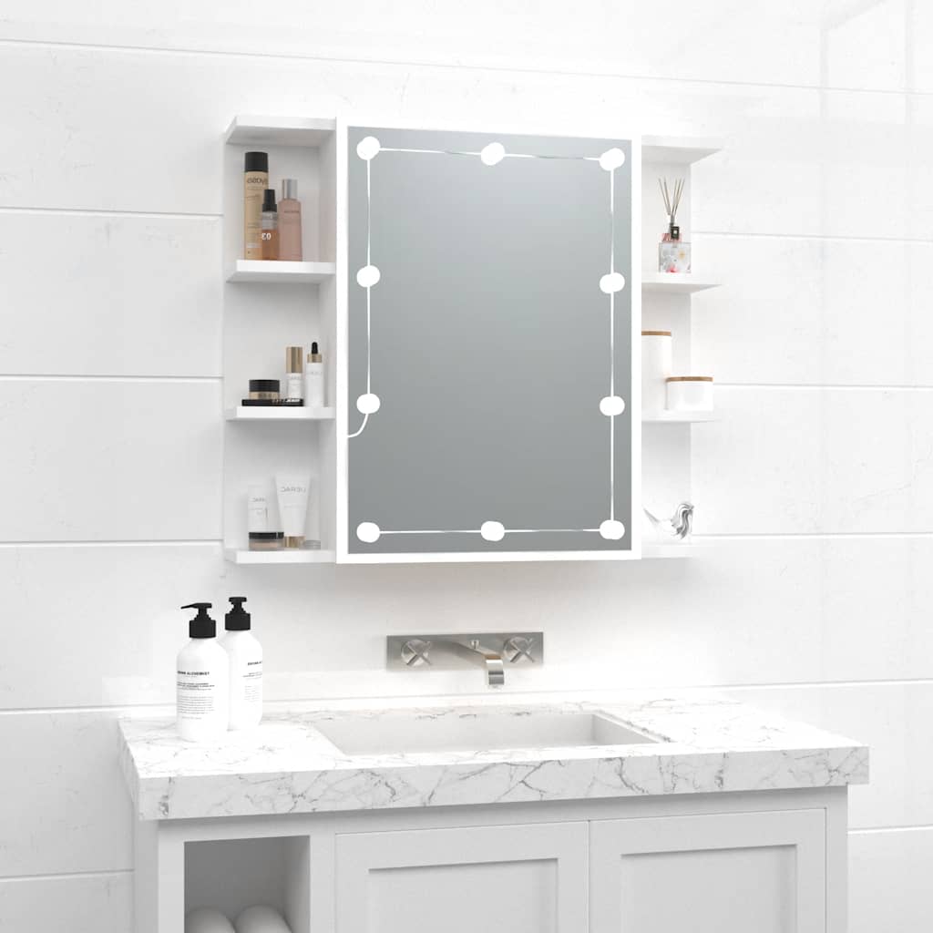 vidaXL Szafka z lustrem i oświetleniem LED, biała, 70x16,5x60 cm