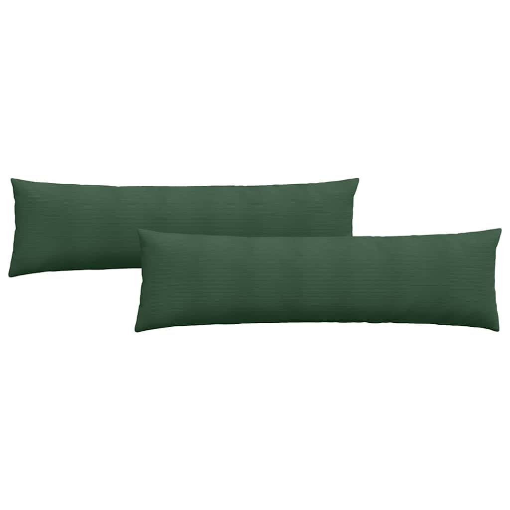 2x Poduszka Dekoracyjna 40x145 cm Sztruksowa z Wypełnieniem Ciemnozielona
