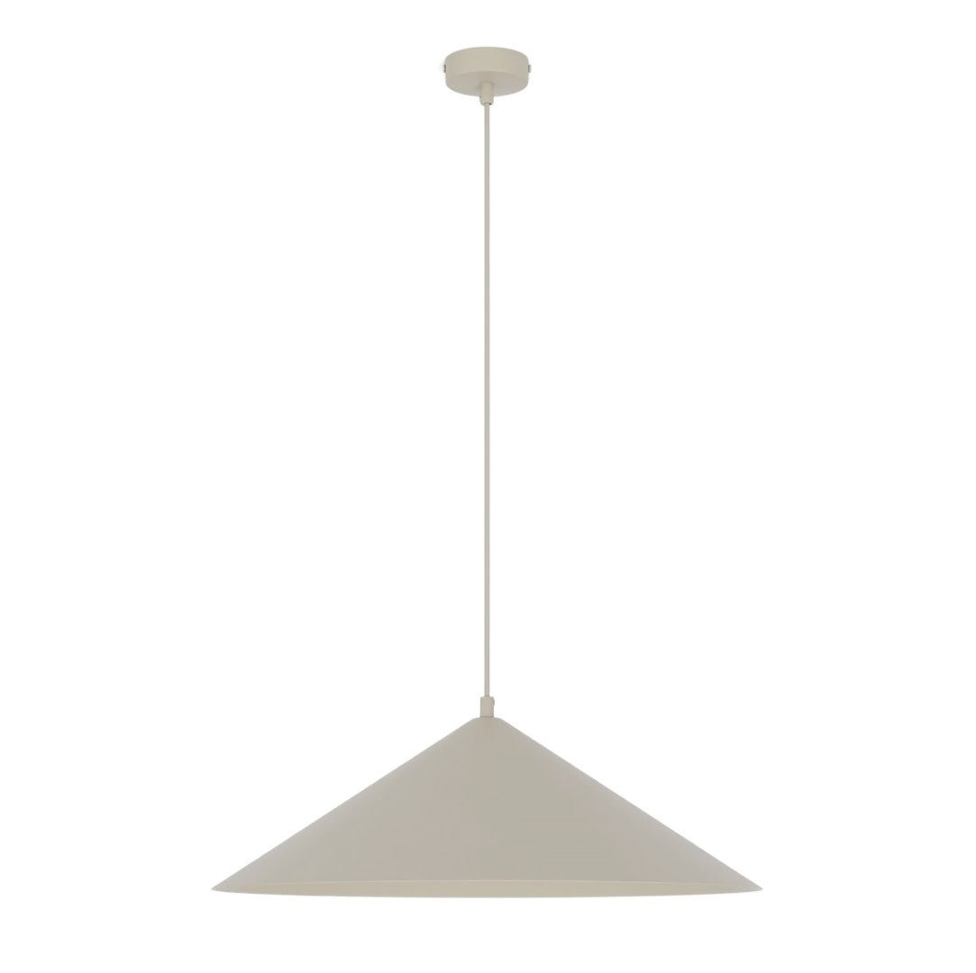 Lampa wisząca minimalistyczna beżowo-biała szklana kula stożek fi50cm 1xE14 10W MONO Emibig