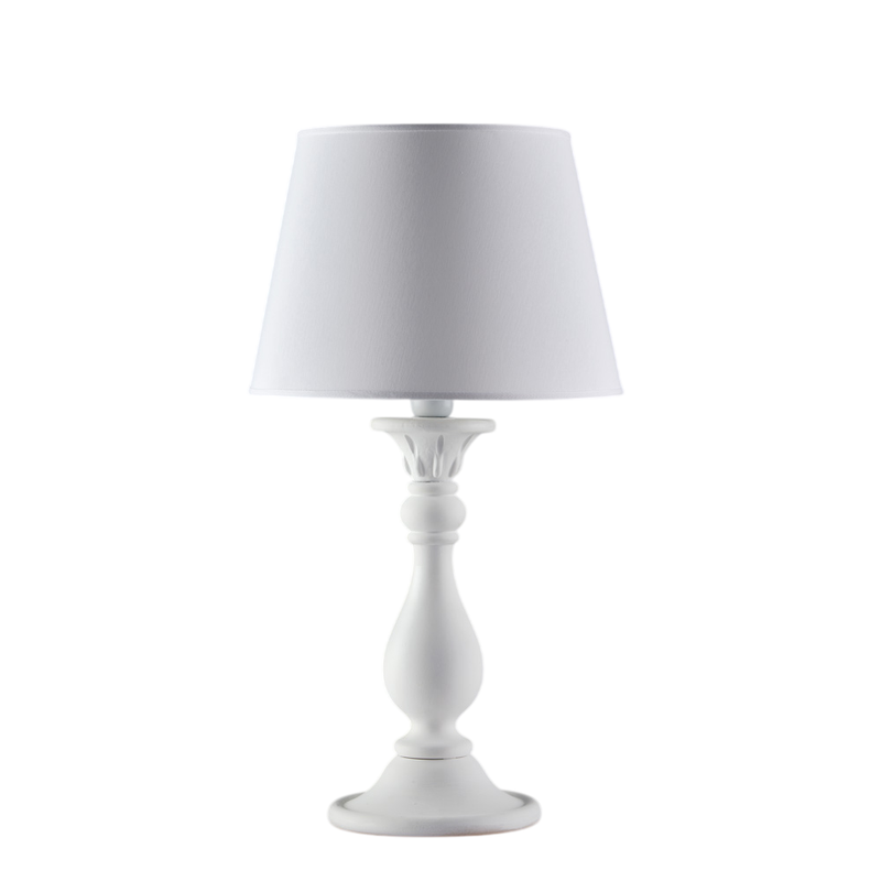 Lume in legno bianco shabby 1 luce con paralume dm.35 H.60 - Ø35