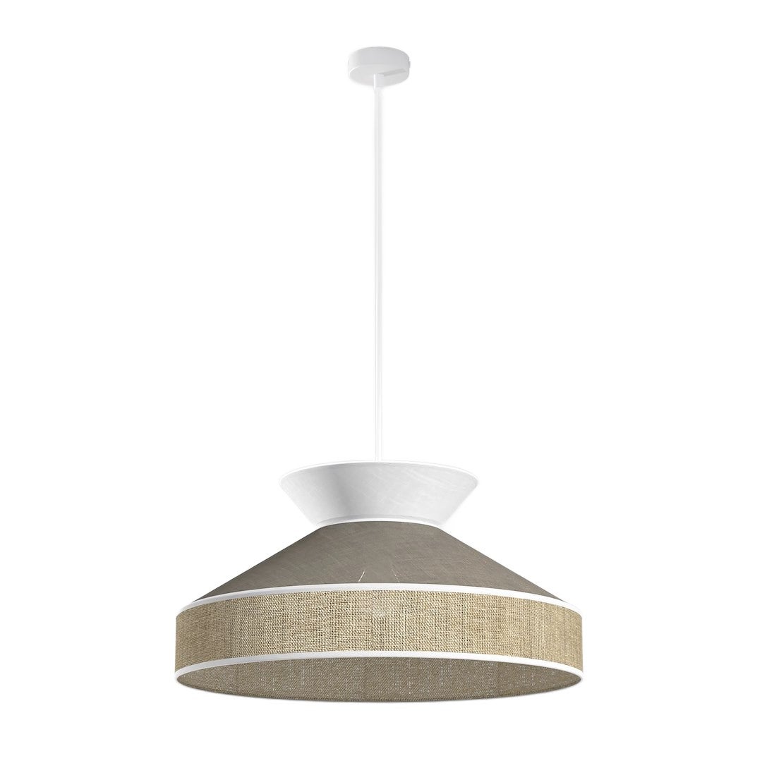 Lampa wisząca japandi brązowo-biała rattanowa dwuwarstwowy abażur 1xE27 15W SIESTA Emibig