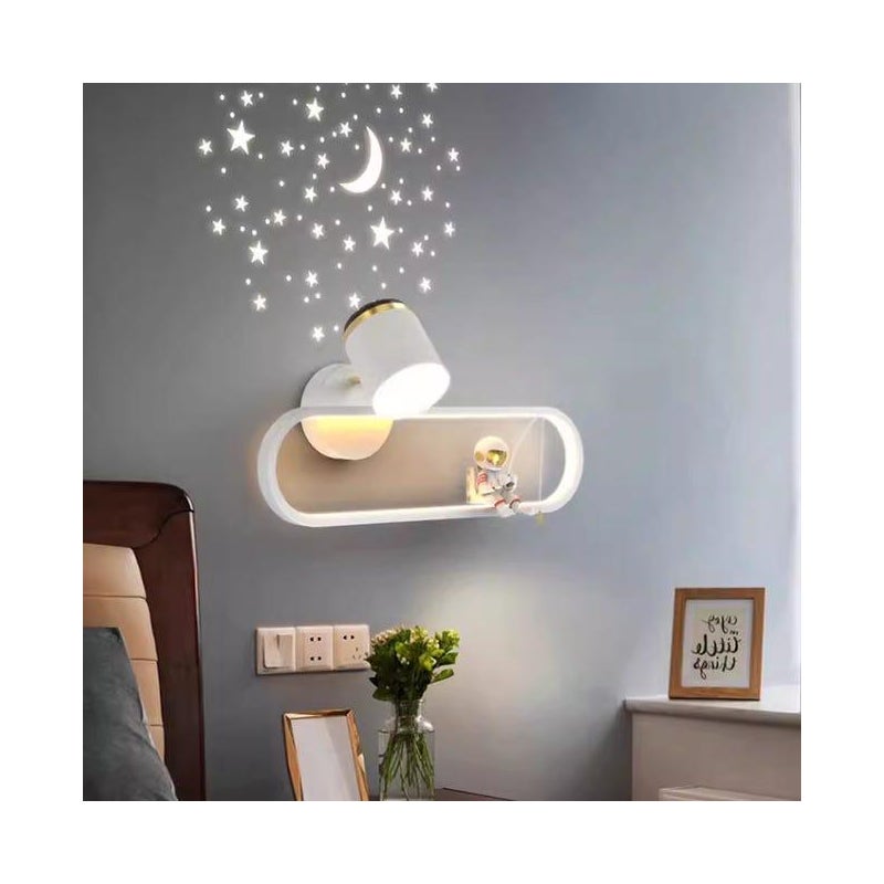 Kinkiet w stylu boho z kutego żelaza i aluminium, zintegrowane źródło światła LED, lampka nocna do sypialni (biały) (SKU produktu)