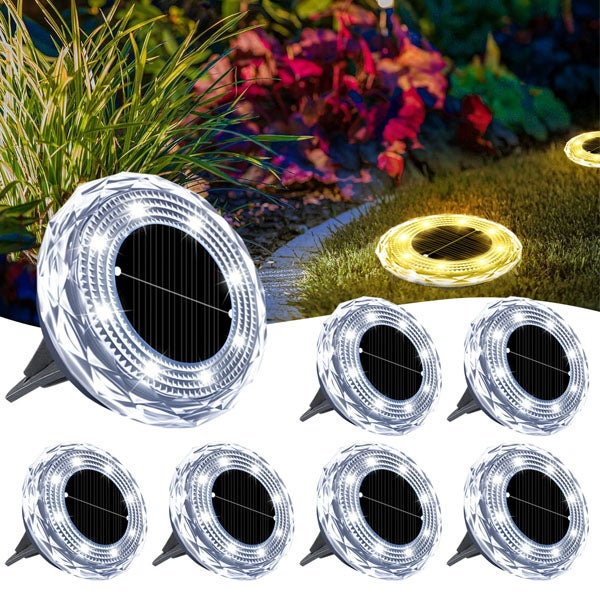 Zestaw 12 solarnych lamp LED do ogrodu i krajobrazu, IP65, oświetlenie uliczne, ciepłe światło