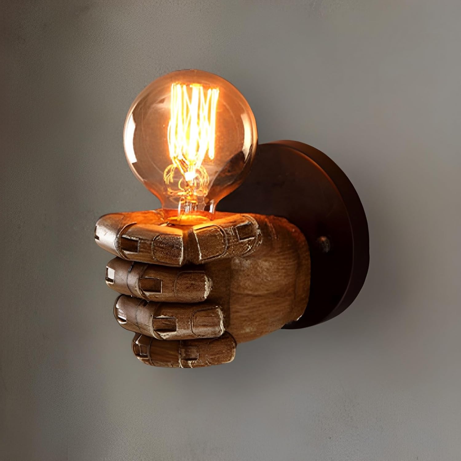 Wewnętrzna Lampa Ścienna w Stylu Vintage, Ręcznie Wykonana Lampa Ścienna, Lampa Ścienna Pięść Antyczna, Lampa Ścienna E27 do Baru, Salonu, Lewa Ręka