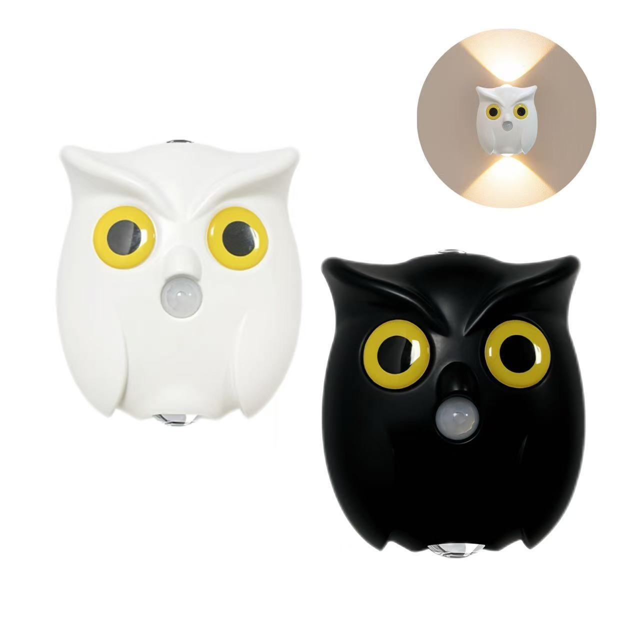 Dwie lampy z czujnikiem sowy, magnetyczne lampy ścienne, zapalają się, gdy ludzie przychodzą, oświetlenie korytarza, lampki nocne