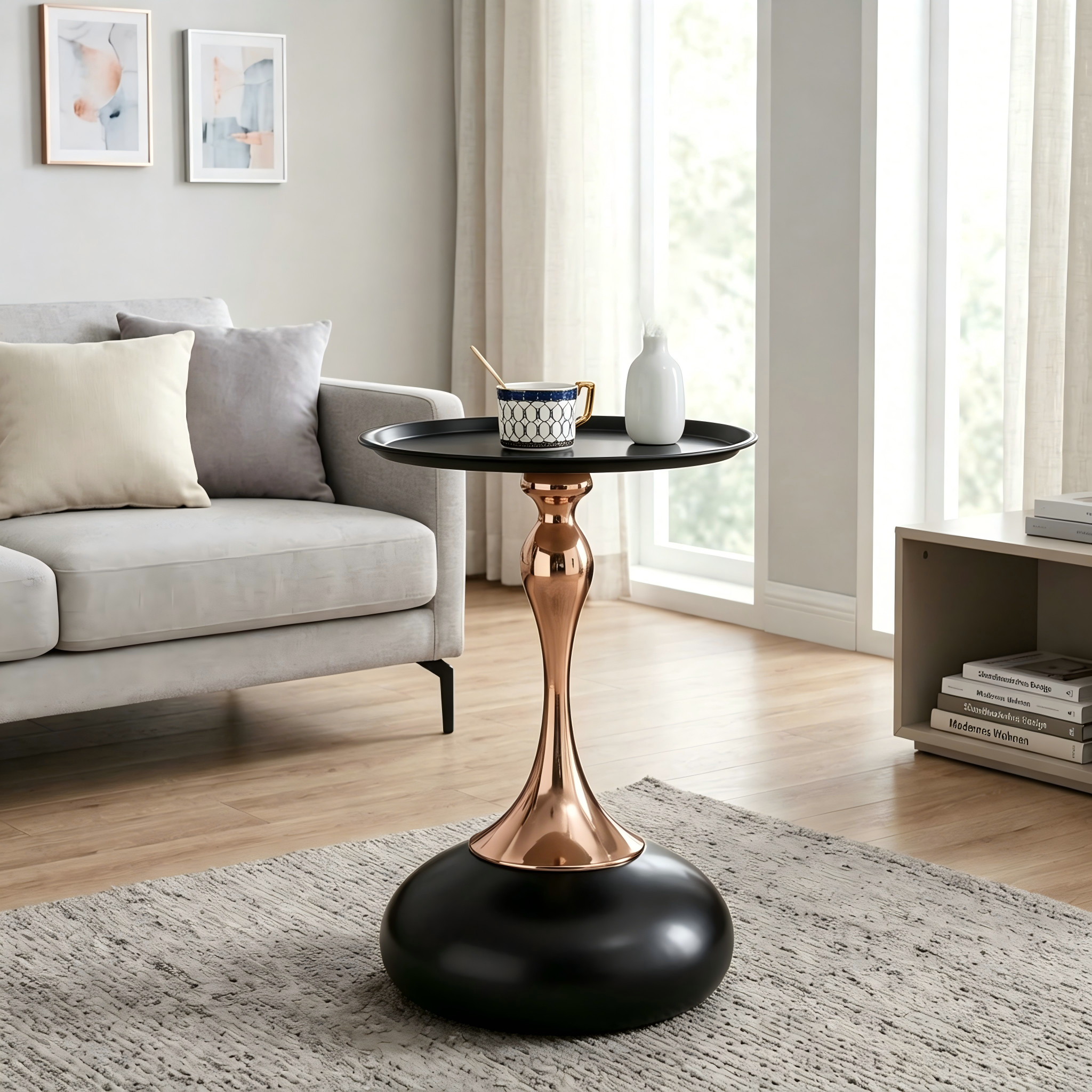 Nowoczesne stoły do Martini, mały okrągły stolik boczny do salonu, stolik końcowy 38 cm z metalową podstawą, stolik balkonowy do herbaty