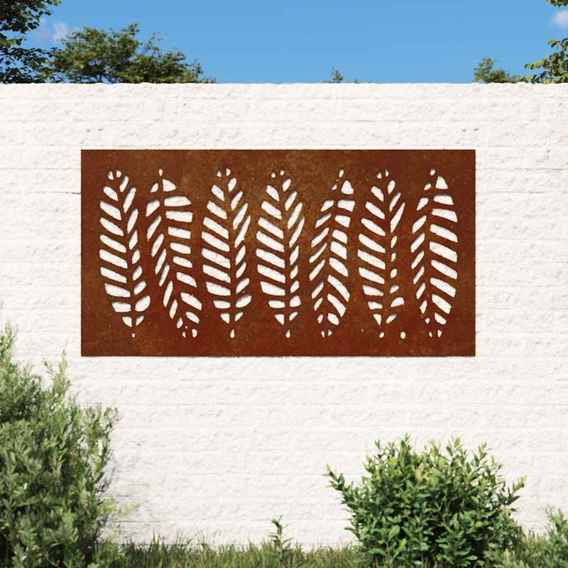 Ogrodowa dekoracja ścienna, 105x55 cm, stal kortenowska, liście vidaXL