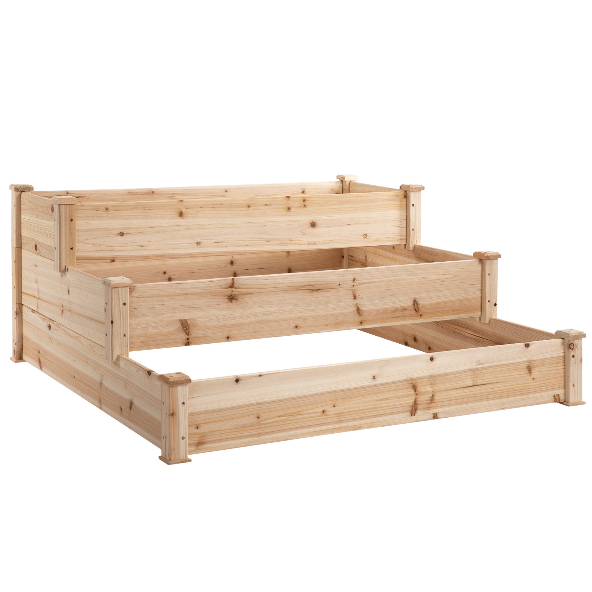 Regał na rośliny 124 x 124 x 56 cm, w wykończeniu naturalnego drewna, naturalne drewno, do ogrodu, na taras i balkon
