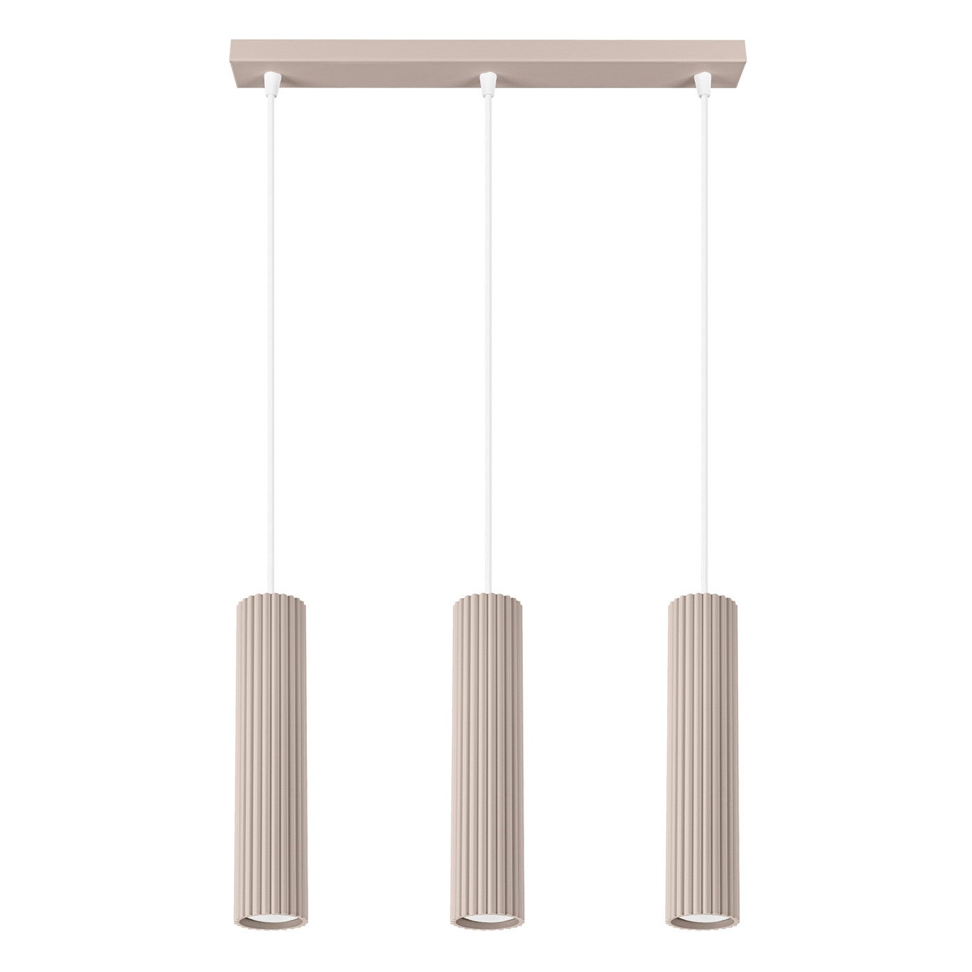 Lampa wisząca nowoczesna listwa trzy karbowane tuby taupe 3xGU10 10W KARBON Sollux Lighting