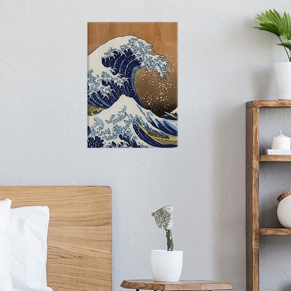 Wielka fala Hokusaia na drewnie, wydruk 30x42