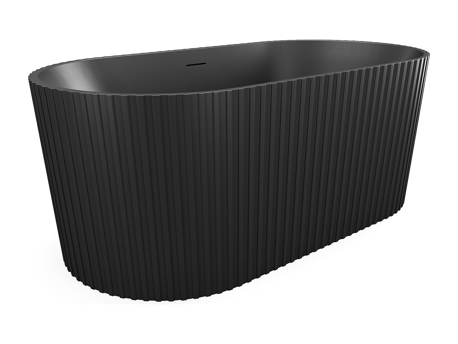 Wanna wolnostojąca akrylowa ryflowana - Czarny mat - 220 l - 150 x 75 x 58 cm - ALIENA