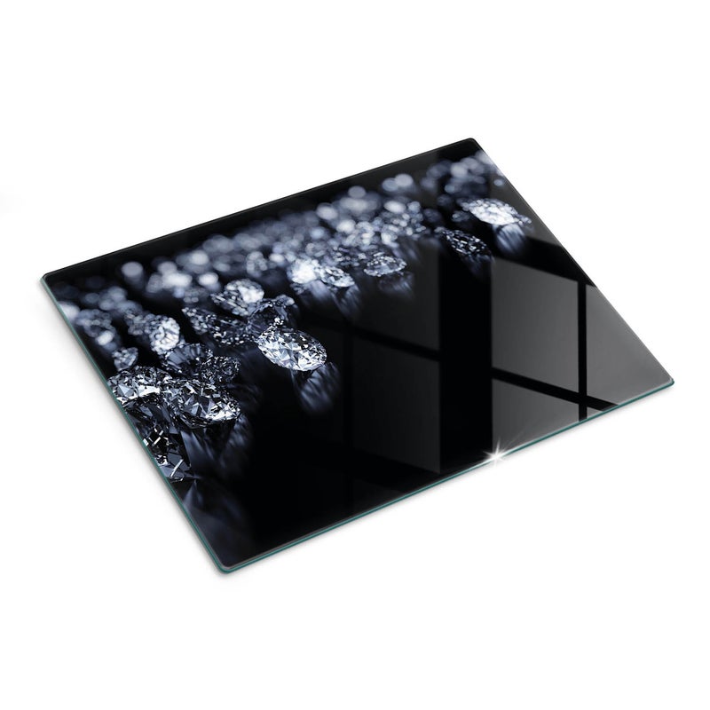 Stylowa deska szklana do krojenia z wyjątkowym wzorem - Diamenty Czarny - 30x40 - Tulup