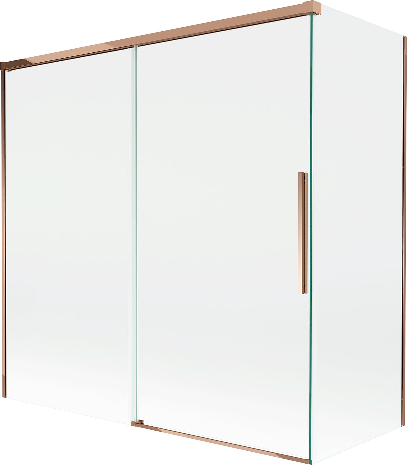 Mexen Rox parawan nawannowy 2-skrzydłowy rozsuwany 160 + 75 x 150 cm, transparent, różowe złoto - 8C9-160-075-60-00