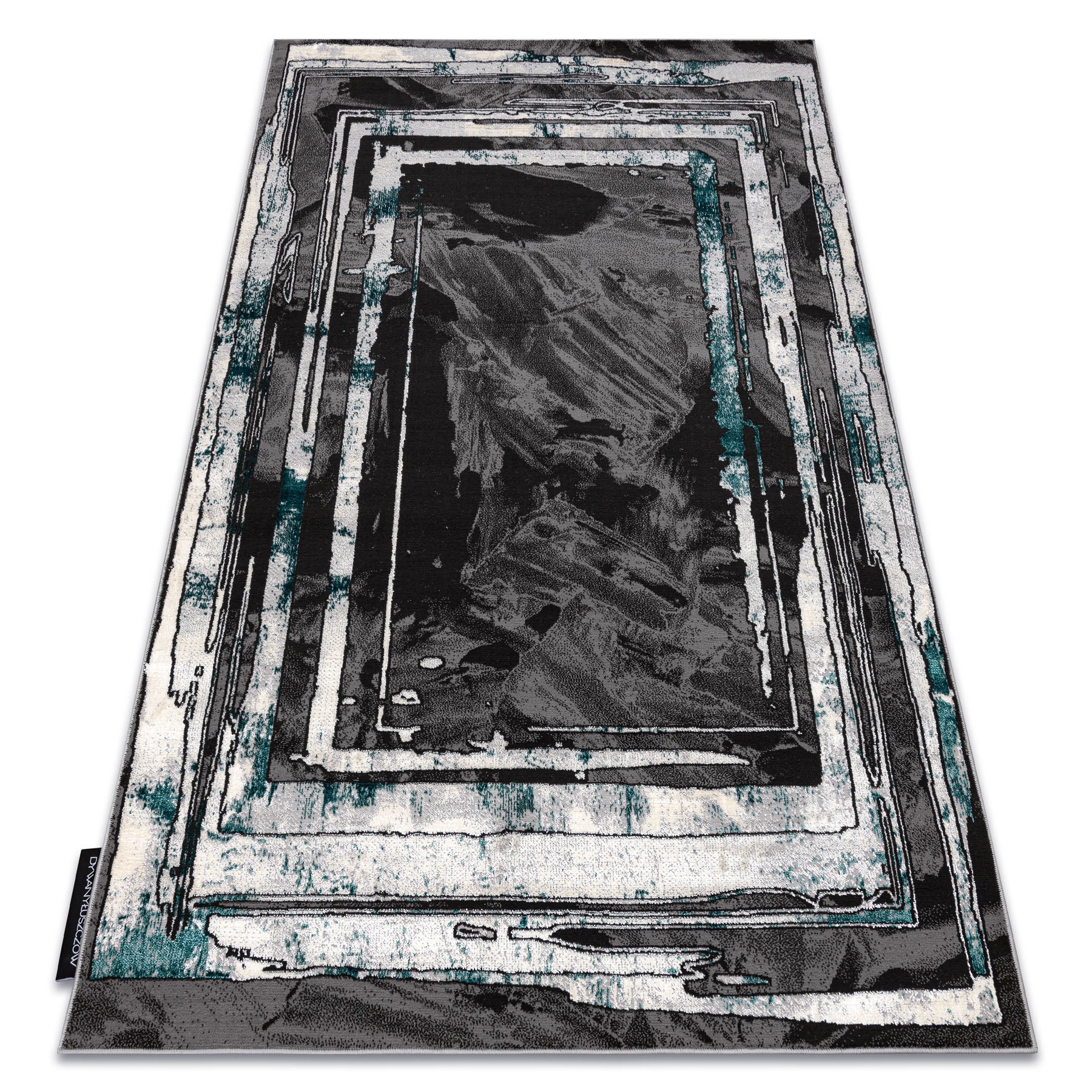 Dywan DE LUXE nowoczesny 619 Ramka - Strukturalny szary / zielony 240x340 cm