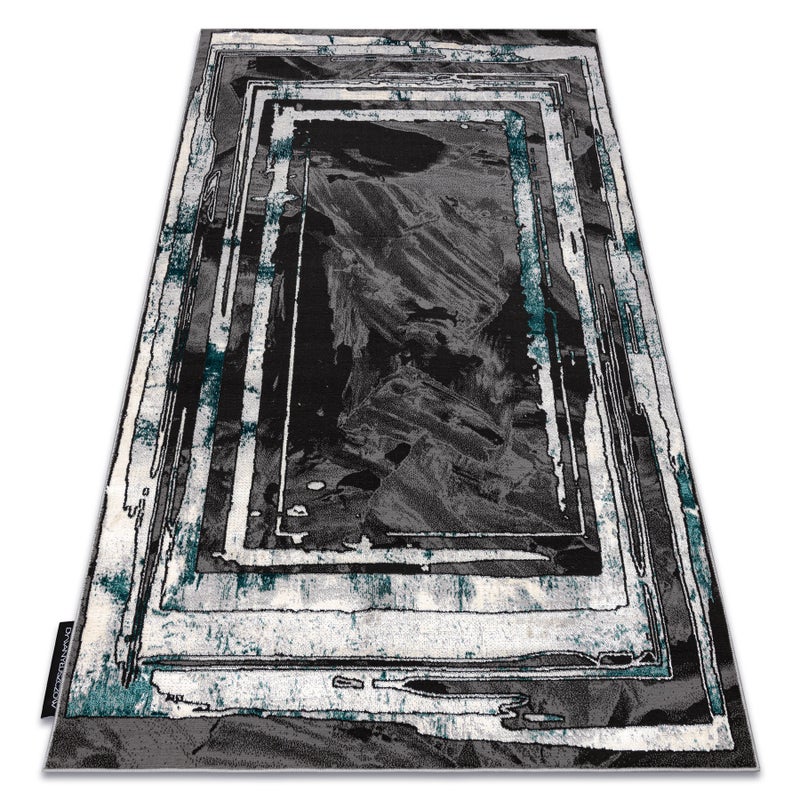 Dywan DE LUXE nowoczesny 619 Ramka - Strukturalny szary / zielony 240x340 cm