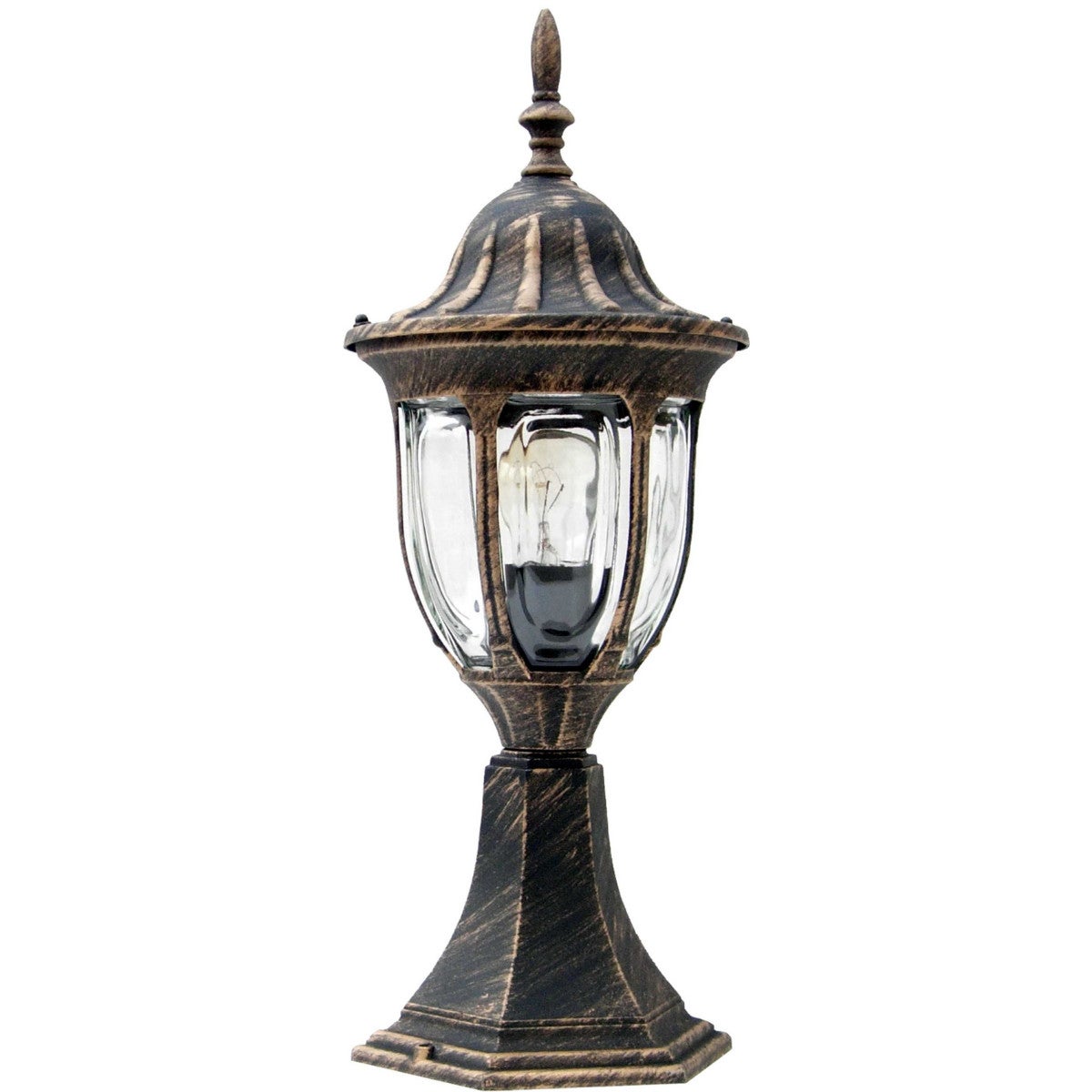 Lampa ogrodowa stojąca Florencja złoty patyna 1xE27x20W IP43 wym: 37,5 x 16,4 x 16,4 cm aluminium Polux