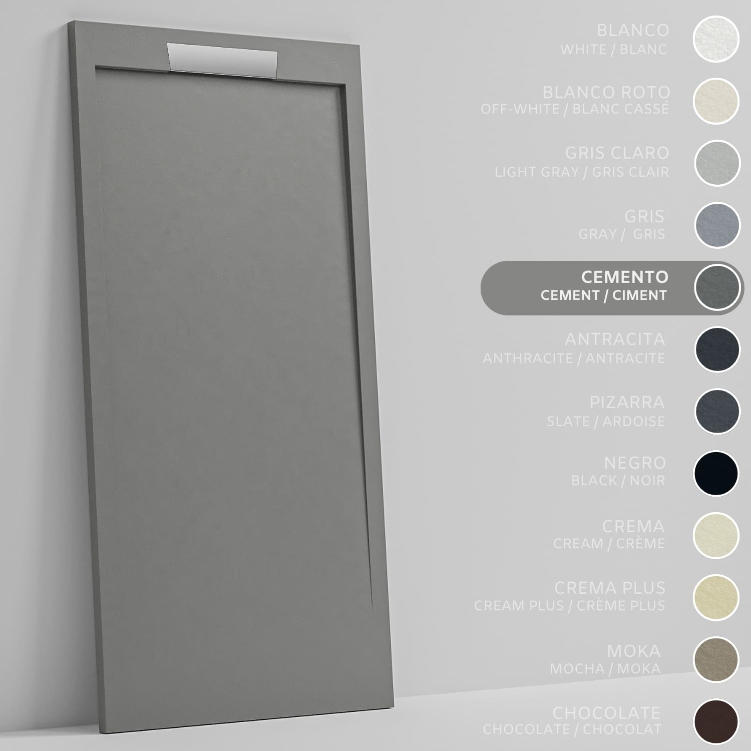 SOULHOME Brodzik prysznicowy– Żywica– Gel Coat– Gładka/Kamienna tekstura – Antypoślizgowy – cementowoszary- 130x80- Niski 3cm– Elegancki