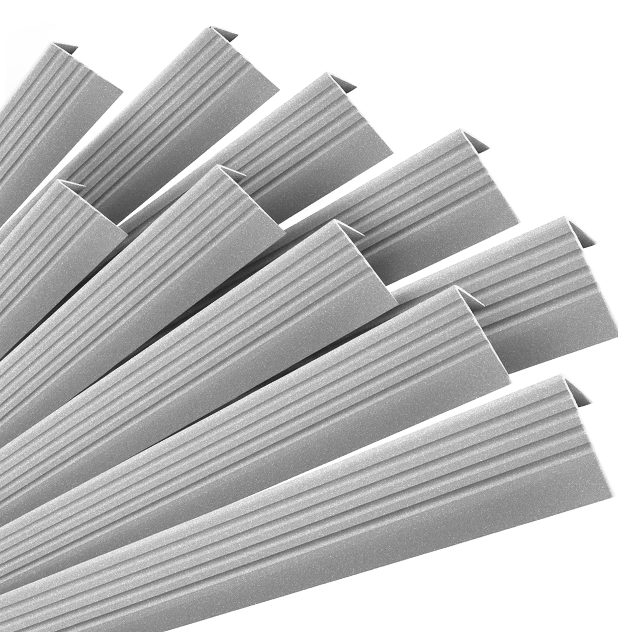 10x Profil schodowy samoprzylepny 50x42 mm PVC na krawędzie stopni z ryflowaniem - 100 cm, srebrny