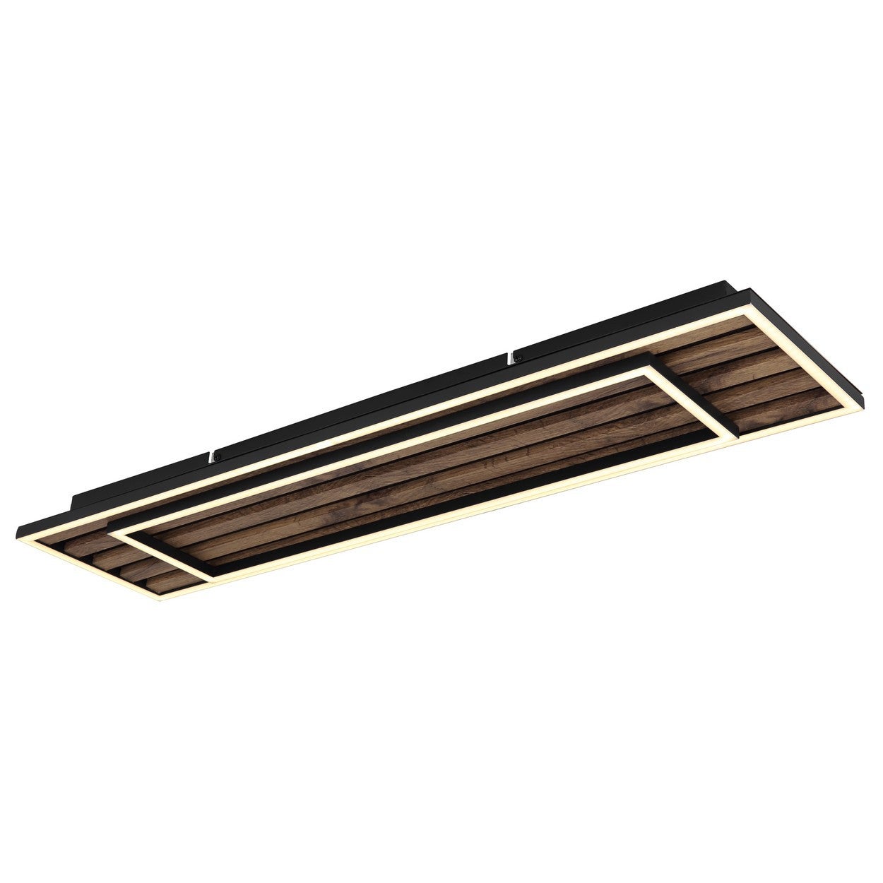 Półwpuszczana lampa sufitowa z wbudowanym oświetleniem LED, 80x20cm, matowa czerń, dioda LED 3000K