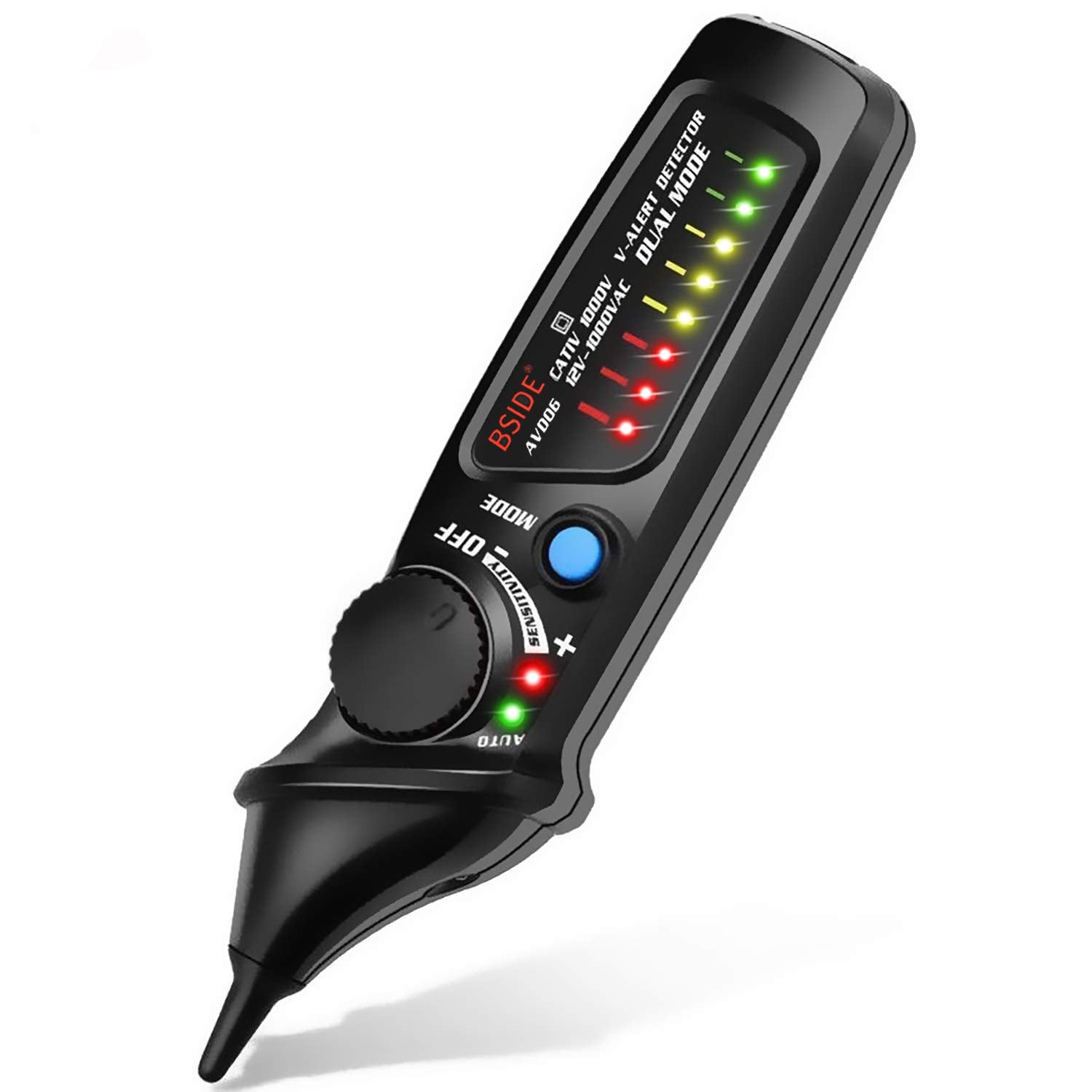 AVD06 Bezdotykowy Detektor Napięcia 12-1000V AC NCV Tester Auto/Manual Regulowana Czułość Lampa LED Latarka