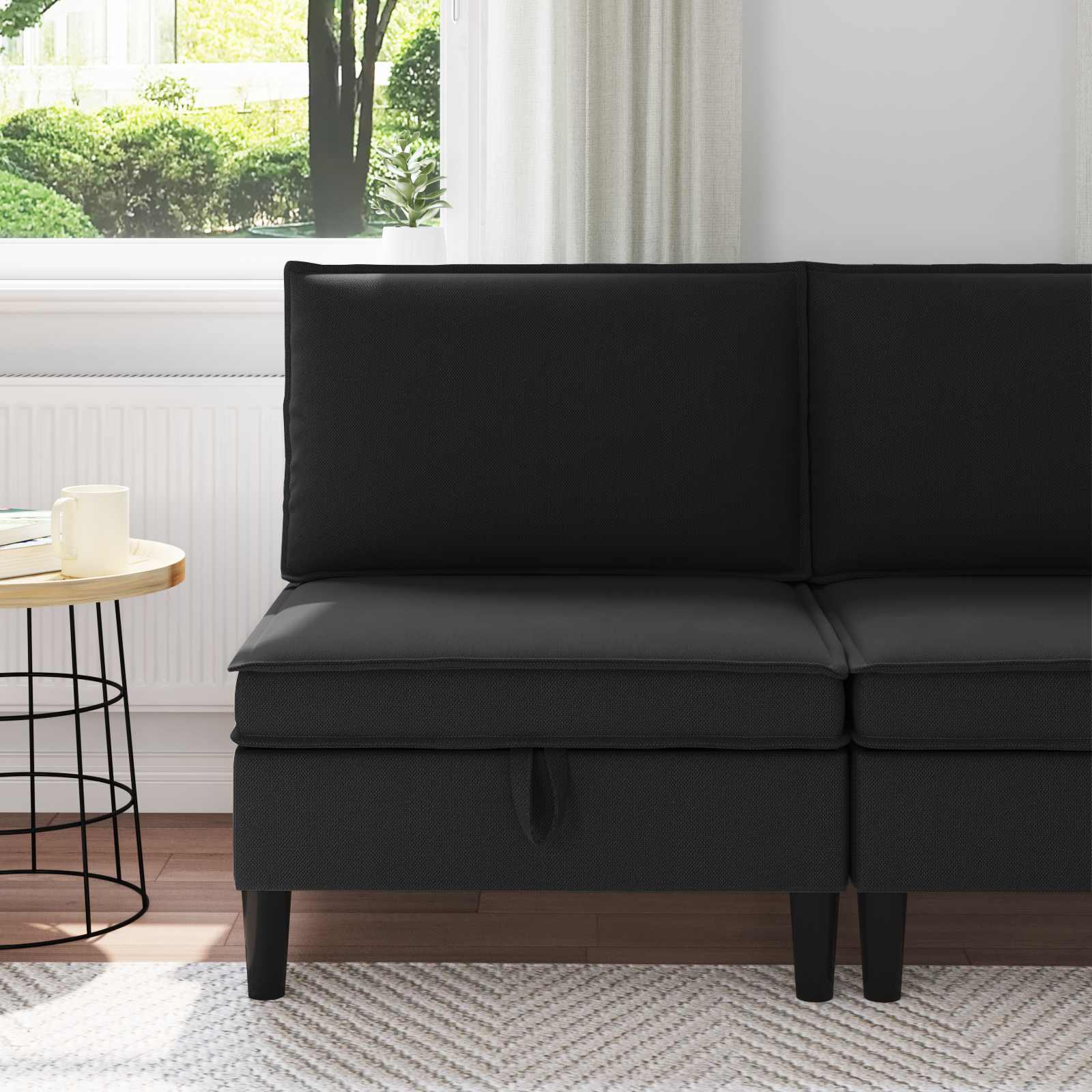 Środkowa Sofa z Przechowywaniem Czarny Welur vidaXL