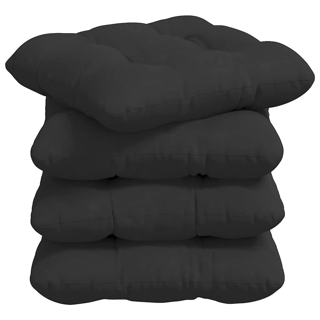 Poduszki na siedziska 4 pcs Tkanina mikrofibrowa Czarny