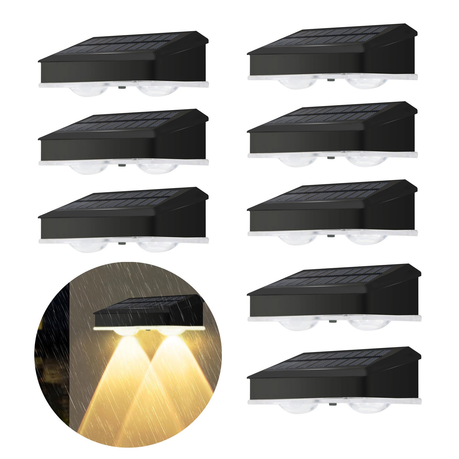 Zestaw zewnętrznych lamp solarnych do ogrodzenia barwa ciepła biała punktowy reflektor LED o wysokiej jasności oświetlenie tarasu oświetlenie ogrodu