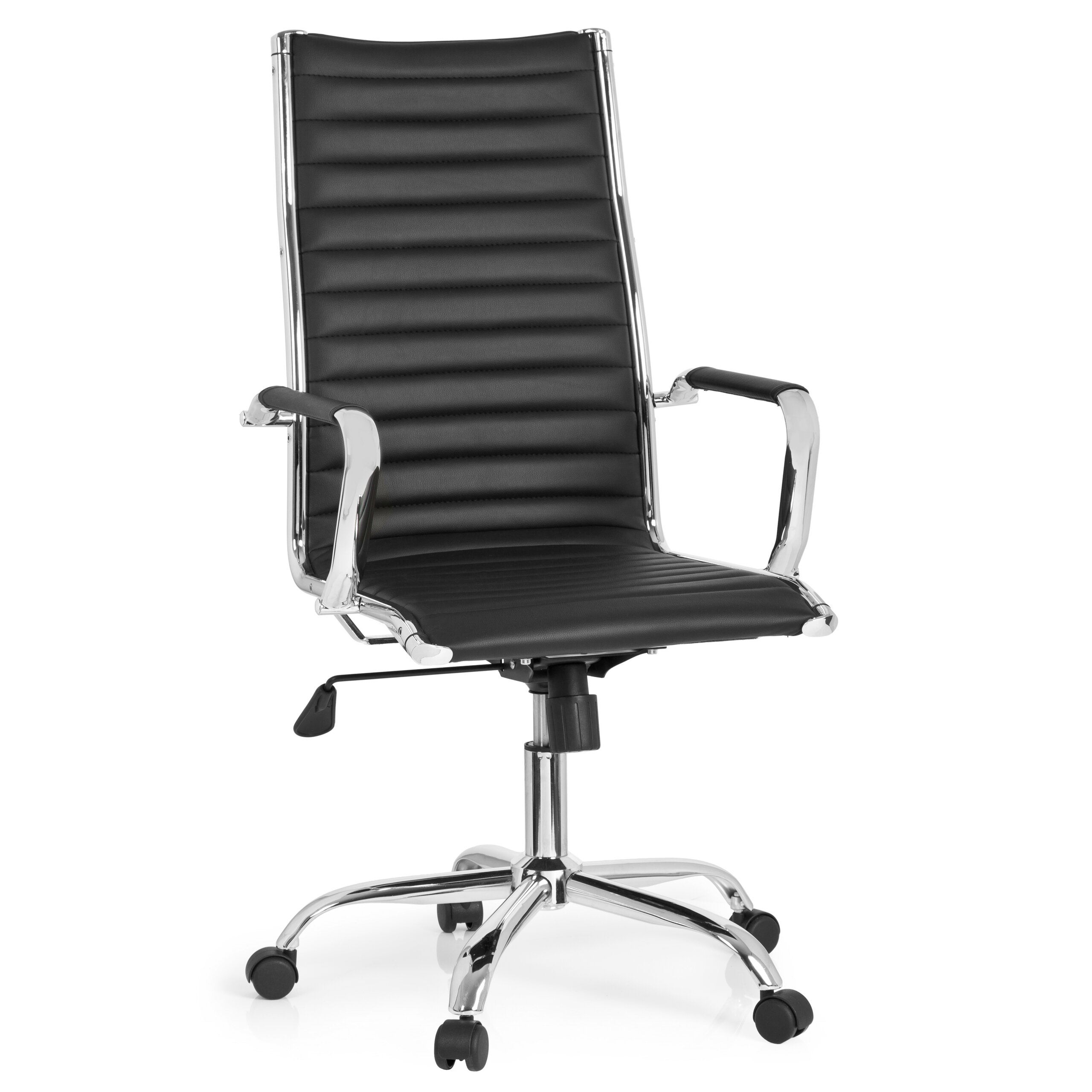 Krzesło biurowe / krzesło wykonawcze VEMONA 20 PU czarny chrom hjh OFFICE