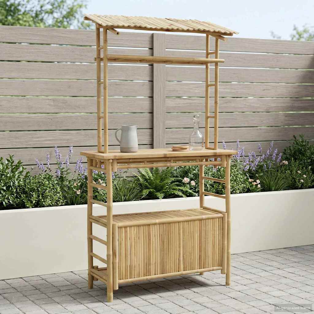 Stół barowy na zewnątrz Naturalny 110 x 50 x 210 cm Bambus vidaXL