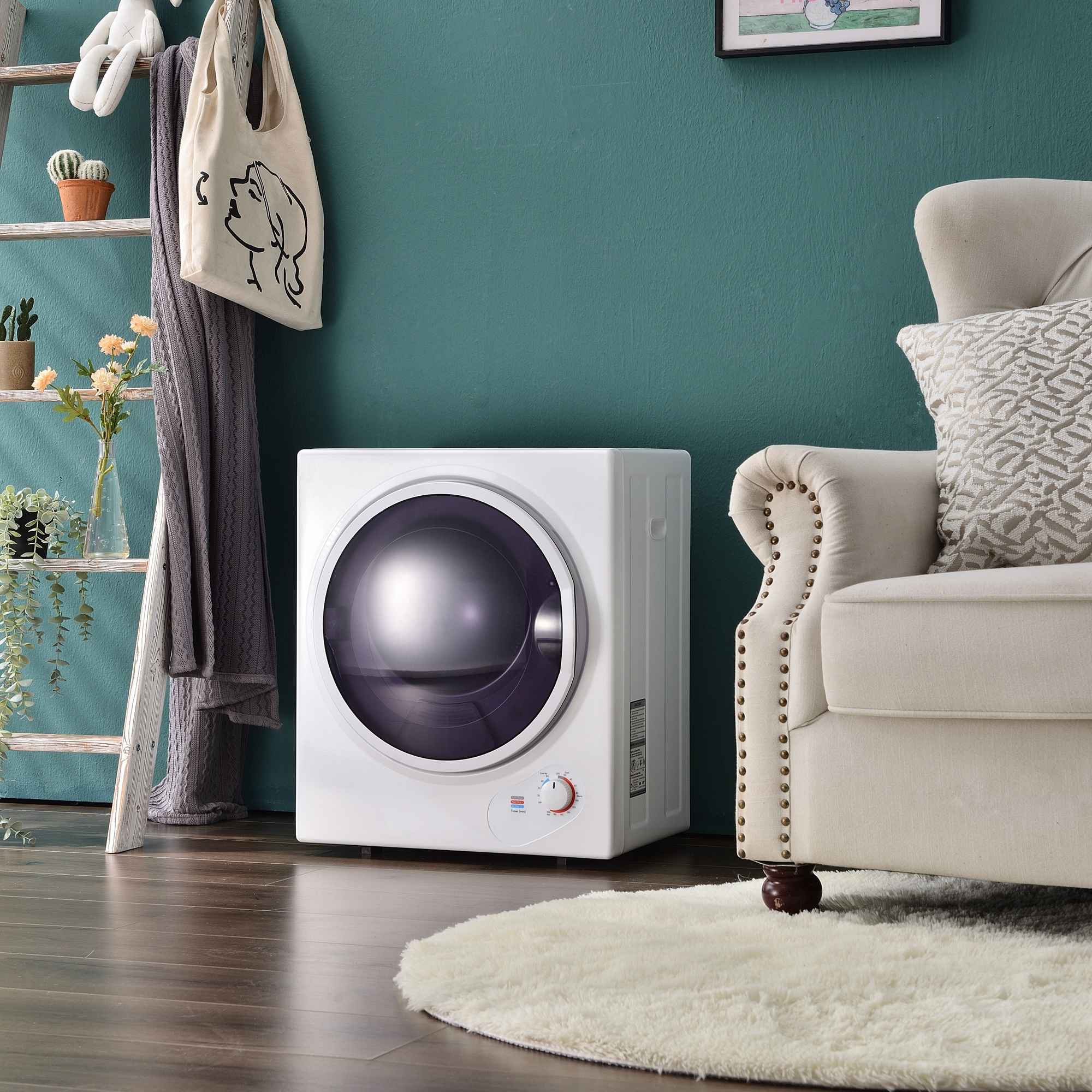 Suszarka ścienna o wadze 2,5 kg z timerem 200 min., podwójnym filtrem, bębnem ze stali nierdzewnej, ceramicznym elementem grzejnym PTC