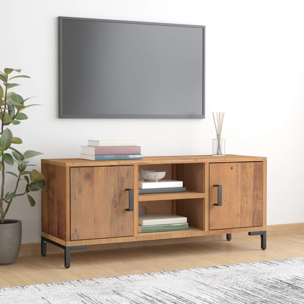 Szafka pod telewizor, brązowa, 110x35x48 cm, drewno sosnowe vidaXL