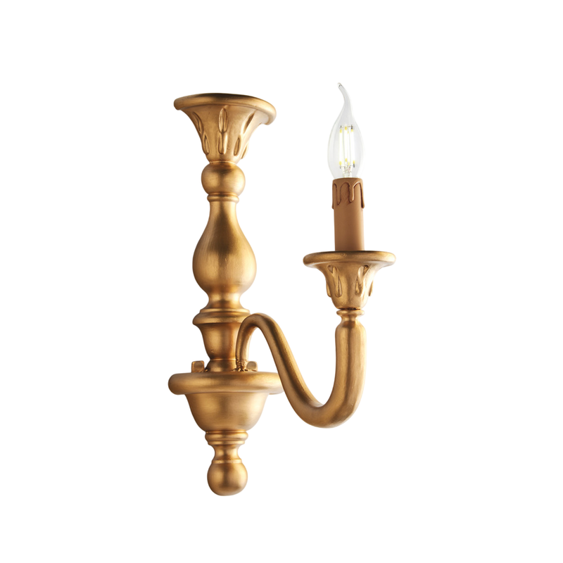 Applique in legno oro antico 1 luce H.41 - L.13 - P.26