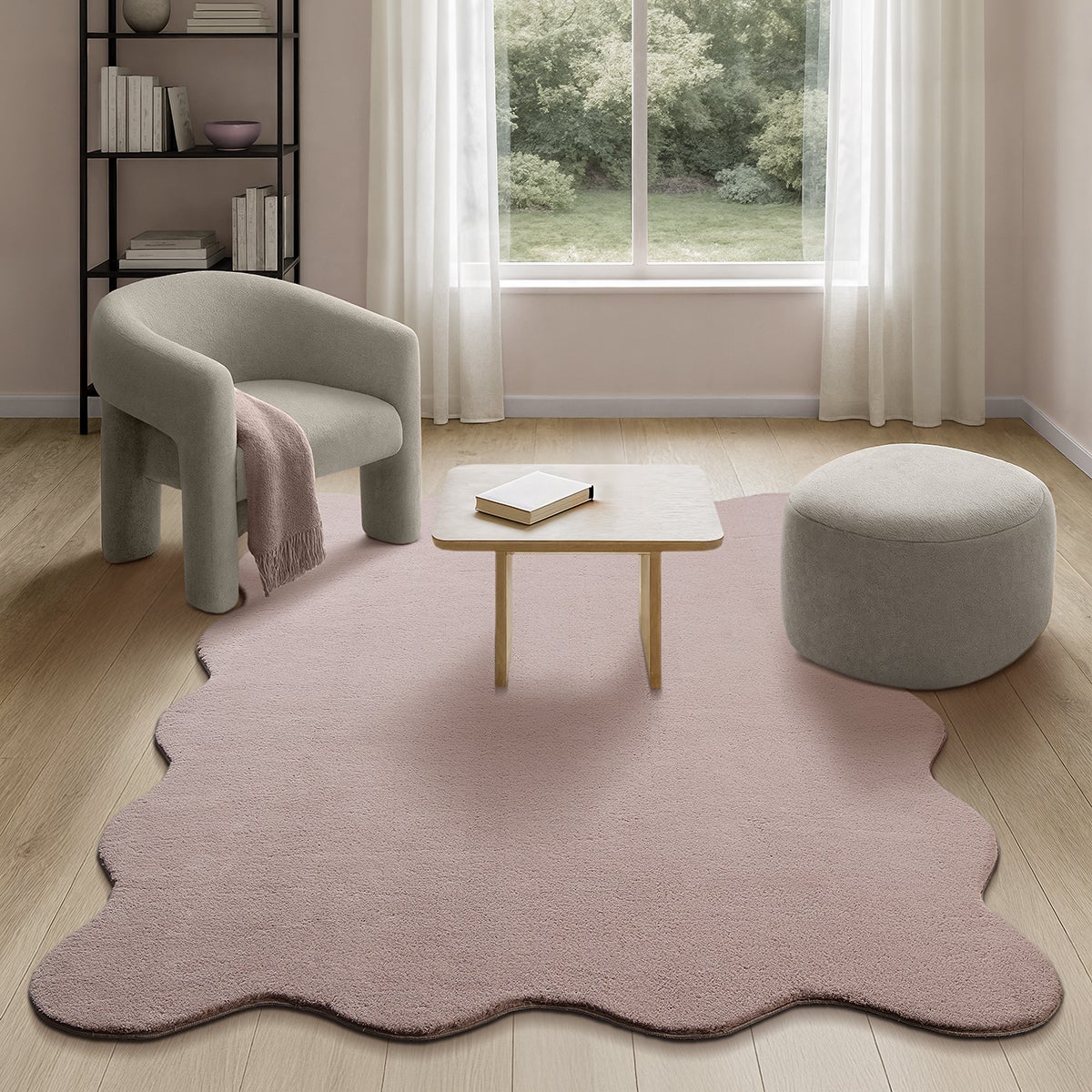 Dywan Relax Shape zmywalny antypoślizgowy, różowy, 140 x 200 cm
