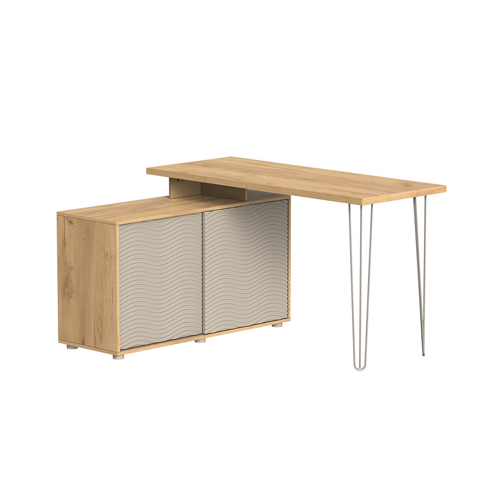 Vicco Biurko narożne Notivo, Kaszmir, 135 x 55 cm z szafką na dokumenty