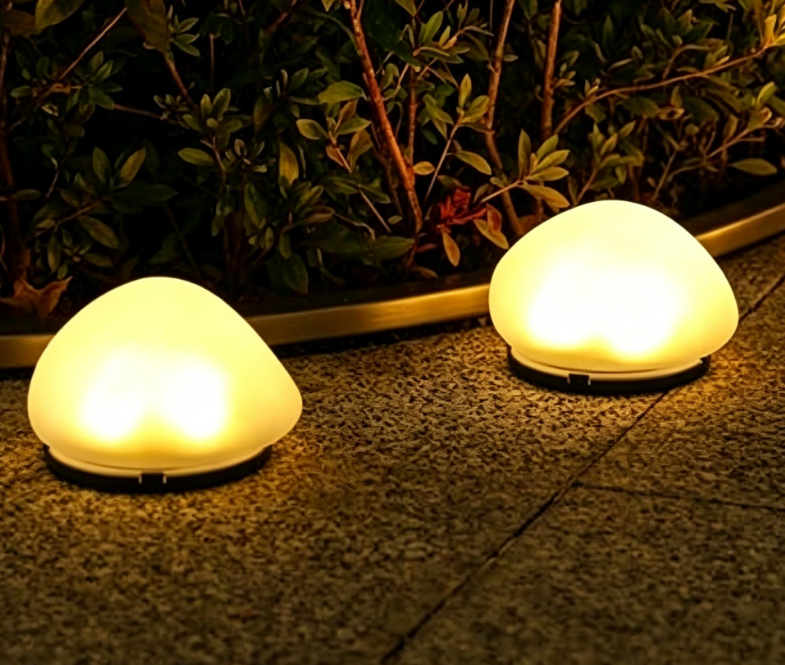 (2 sztuki) Wodoodporne lampy solarne do ogrodu, zewnętrzne, z wzorem kamyków. Idealne na patio, balkon, do ogrodu i na taras.