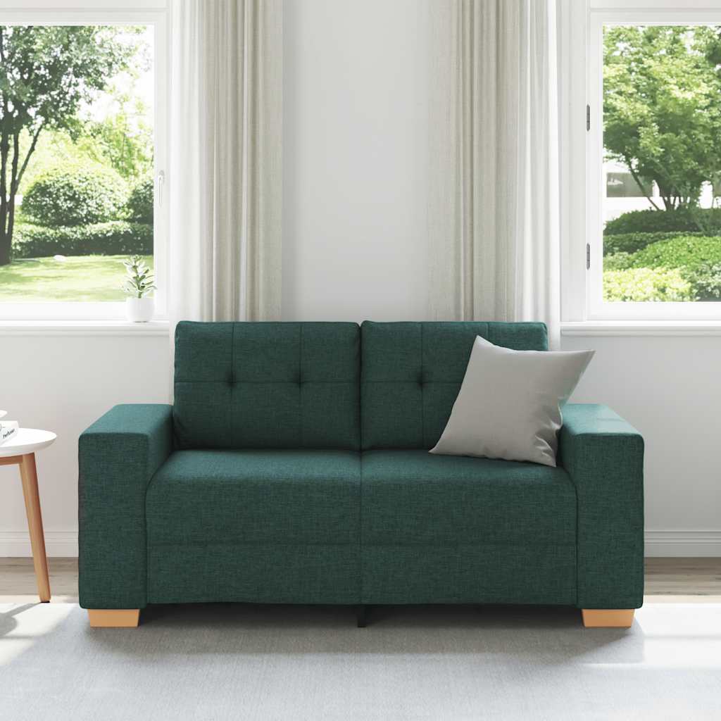 Sofa dwuosobowa, ciemnozielona, 160x77x82 cm, tkanina