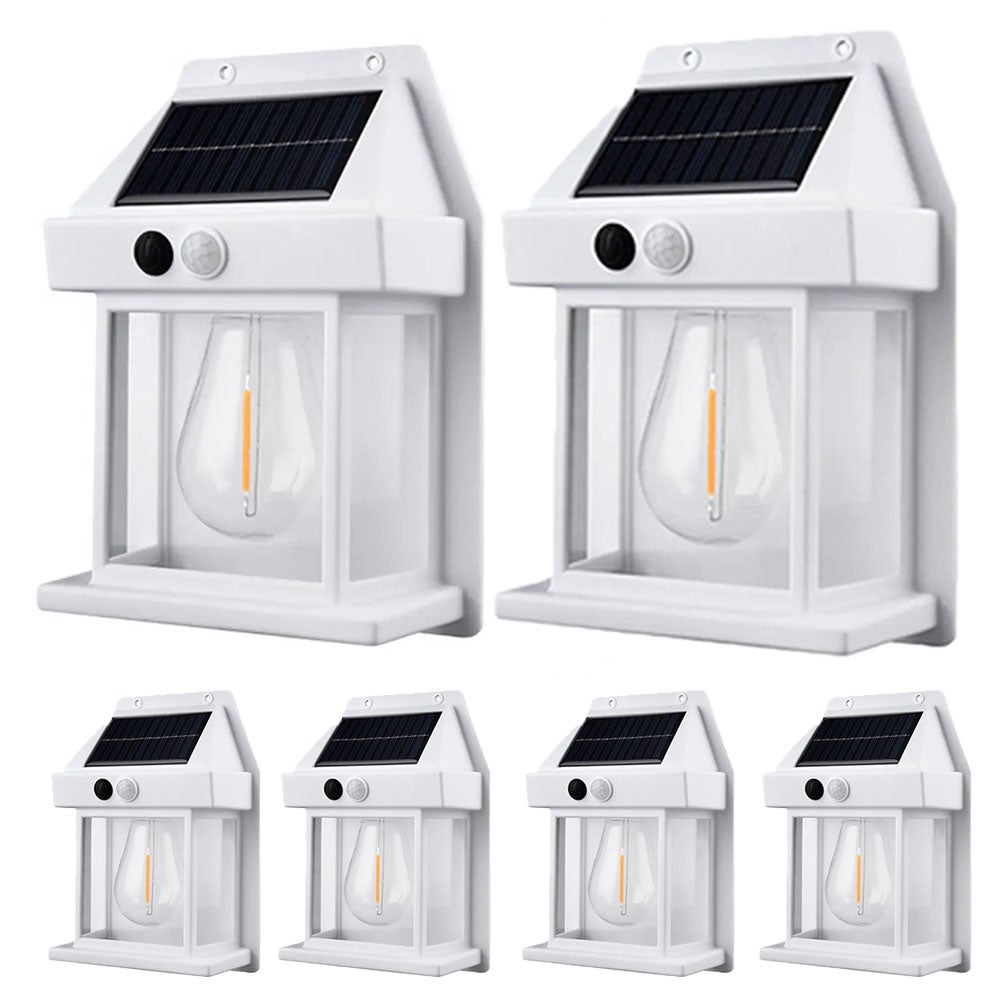 6 Zewnętrznych solarnych lamp ściennych, solarny kinkiet z 3 trybami i czujnikiem ruchu, wodoodporne oświetlenie zewnętrzne, oświetlenie nocne