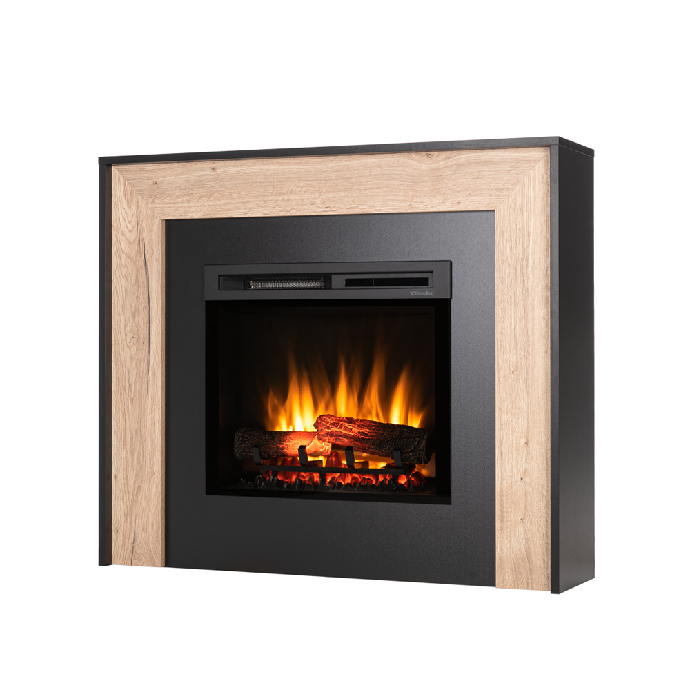Kominek elektryczny wolnostojący 23" XHD loftowy grzewczy 1400W LED czarny, jasny dąb Warmtec Zuni