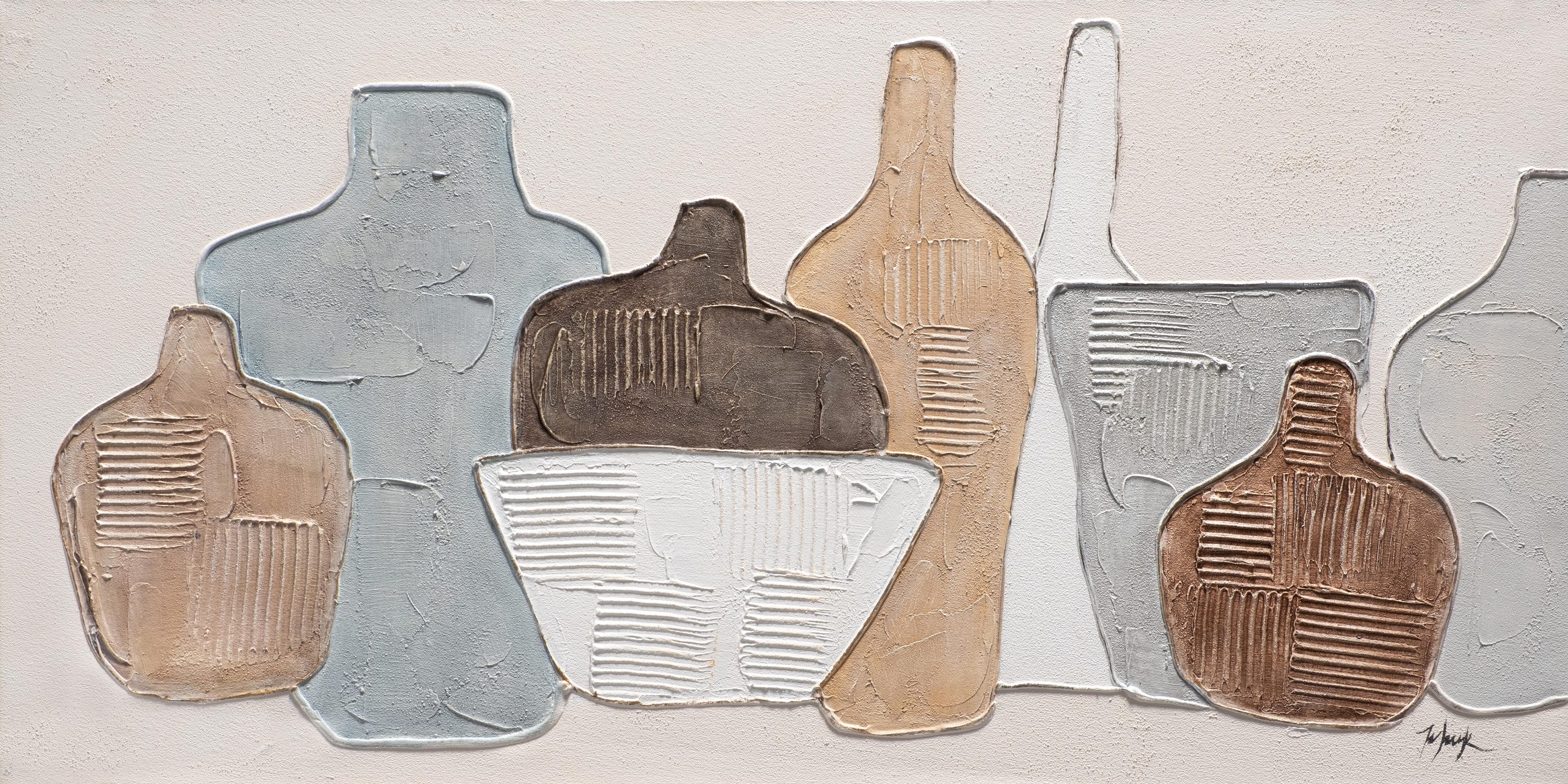 Obraz bez ramy Abstrakcyjny prostokątny 120 x 60 cm. Płótno Wielokolorowe butelki