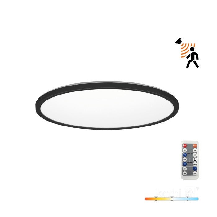 Plafon z pilotem okrągły NIVERA CIRCLE LED 12W Odcienie bieli 1140lm czarny wym: 2,8 x 22,5 x 22,5 cm IP54 Kobi