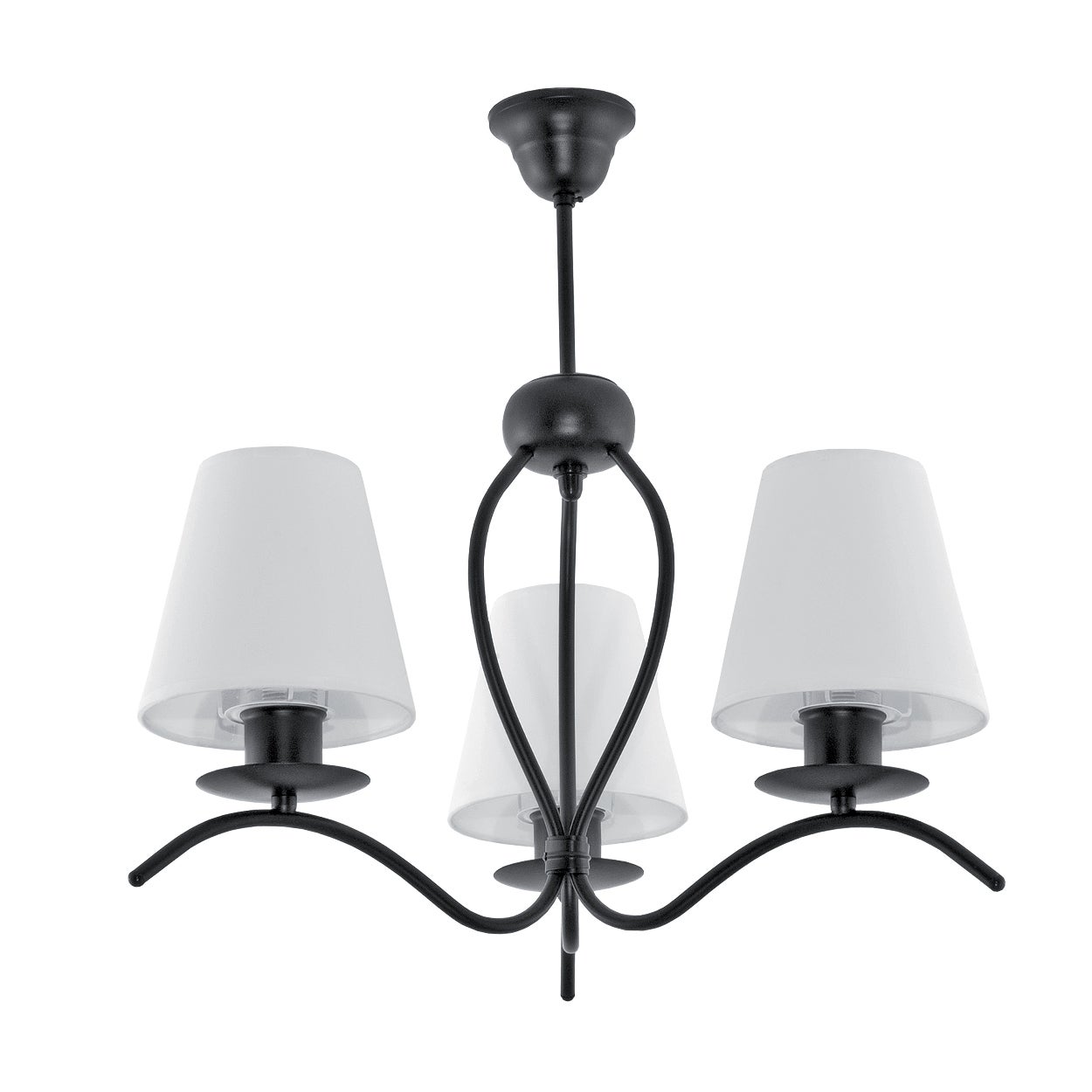 Żyrandol czarny industrialny loft RAMONA NEGRO do salonu 3xE27 białe abażury Edylit