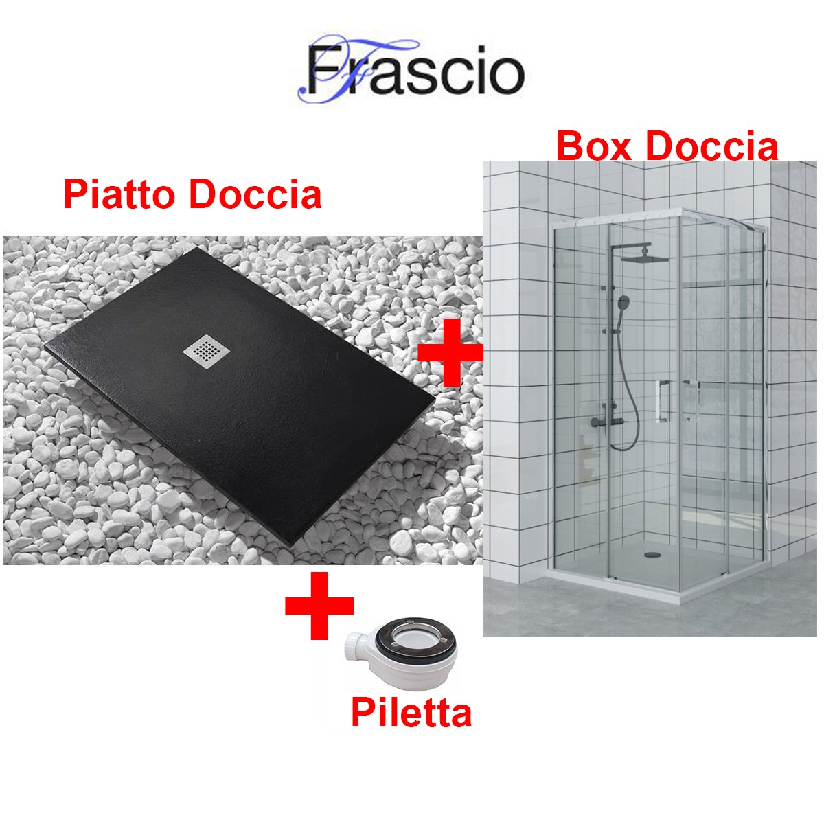 Brodzik Vulcano Line Slim Black 95x120 cm + Kabina prysznicowa 95x120 cm z otworem narożnym - FRASCIO